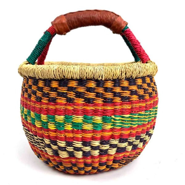 Bolga Basket Small Round Colour (will vary)