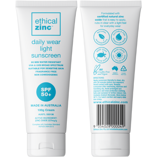 Ethical Zinc Daily Wear Light Sunscreen SPF 50+ 100g