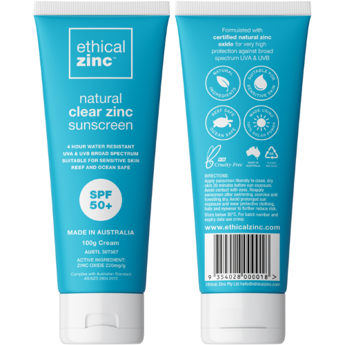 Ethical Zinc Natural Clear Zinc Sunscreen SPF50+