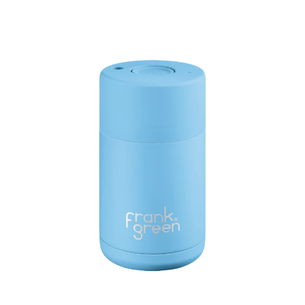Frank Green 10oz Stainless Steel Ceramic Reusable Bottle Push Lid Sky Blue