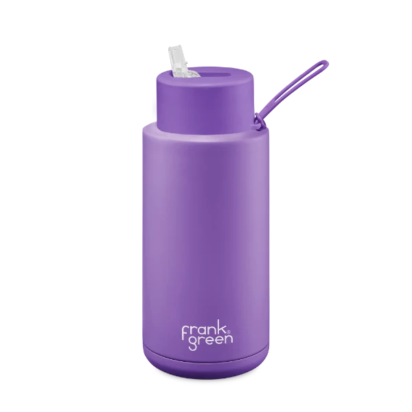 Frank Green 34oz Stainless Steel Ceramic Bottle with Straw Lid Cosmic Purple