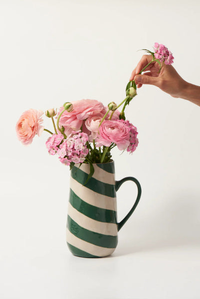 Jones & Co Cabana Stripe Jug Green