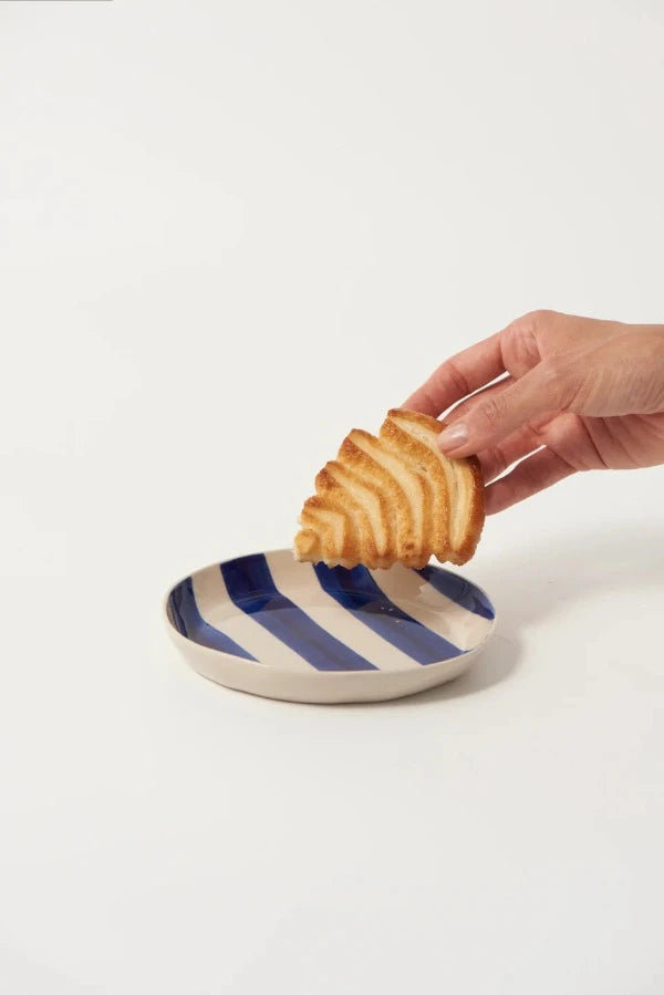 Junes & Co Cabana Stripe Plate Blue
