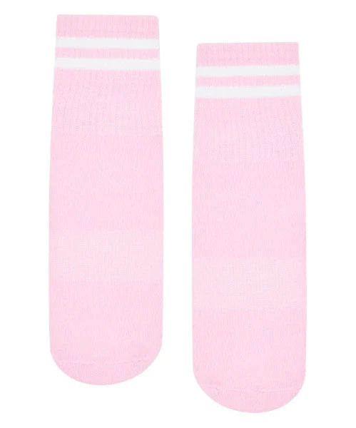 Move Active Classic Crew - Ribbed Sporty Pink Grip Socks S