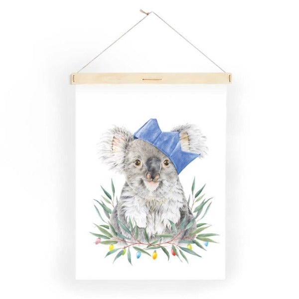 Popcorn Blue Christmas Koala Tea Towel