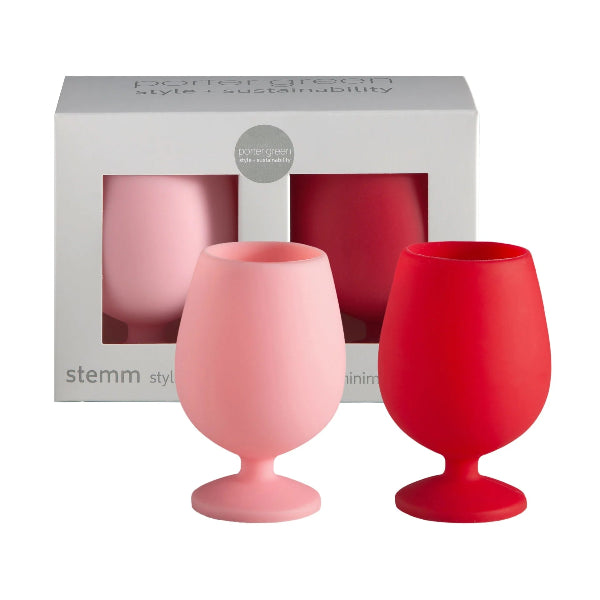 Porter Green Silicone Unbreakable Wine Glasses Stemn Cherry & Blush
