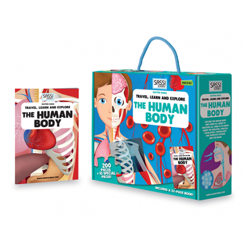 Sassi Puzzle &amp; Book Set All About the Human Body 200 pcs