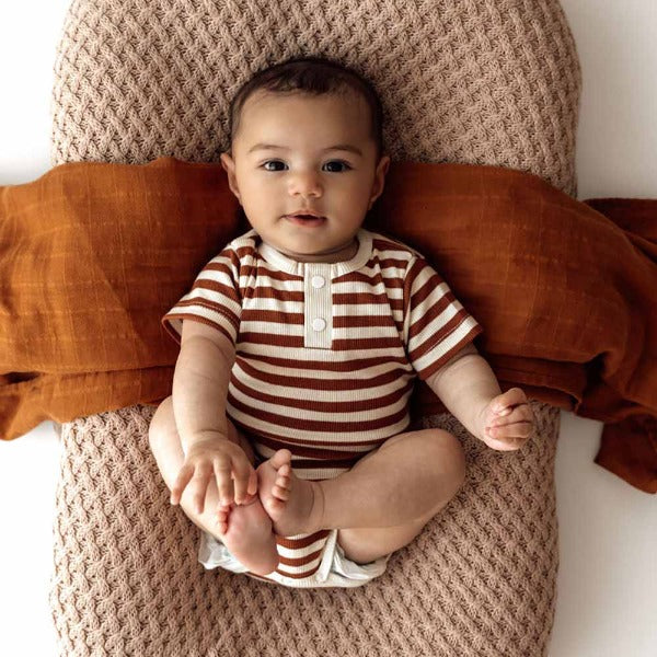 Snuggle Hunny Kids Clothing Biscuit Stripe Short Sleeve Bodysuit 3-6 Months (00)
