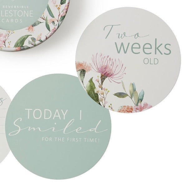 Snuggle Hunny Kids Reversible Milestone Cards Wattle & Sage