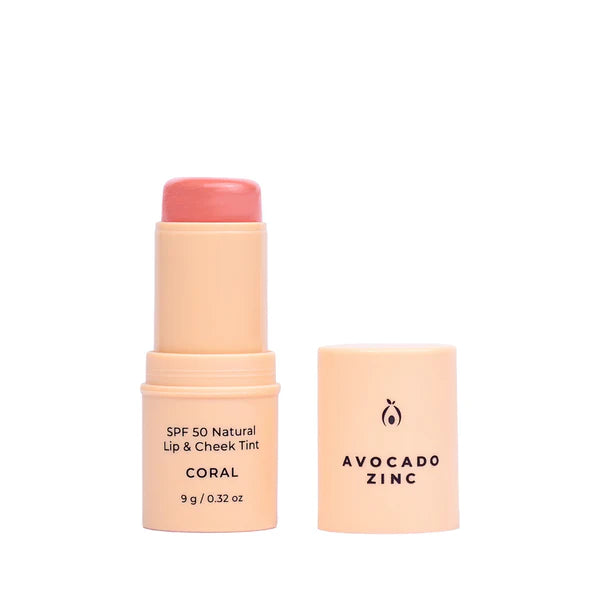 Avocado Zinc SPF 50 Natural Lip & Cheek Tint Coral