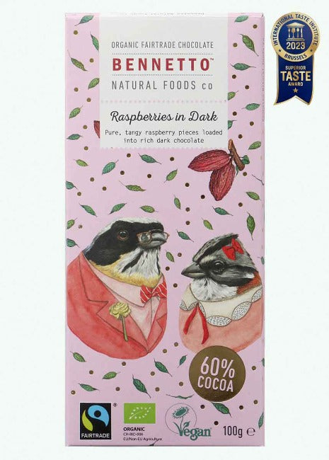 Bennetto Organic Dark Chocolate Raspberries In Dark