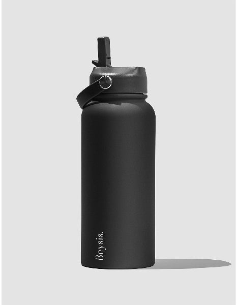 Beysis Water Bottle with Straw 900ml Black