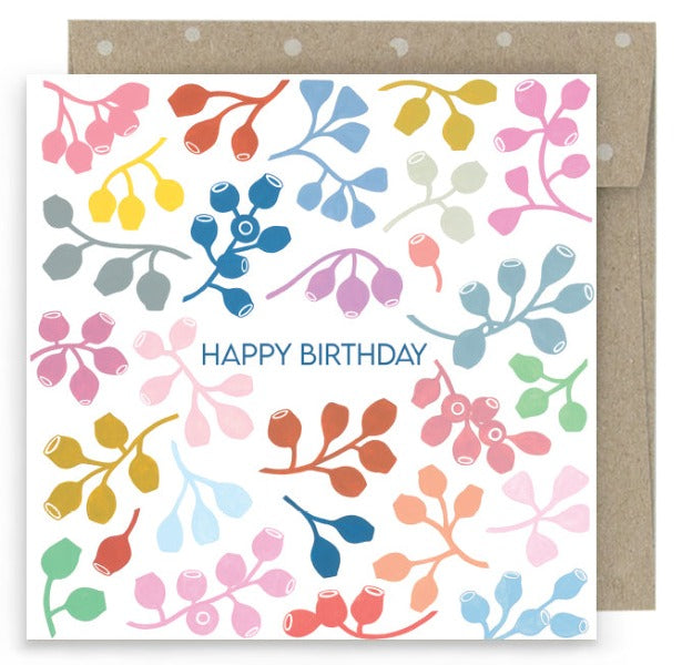 Earth Greetings Mini Card Happy Birthday (Gumnut Gathering)