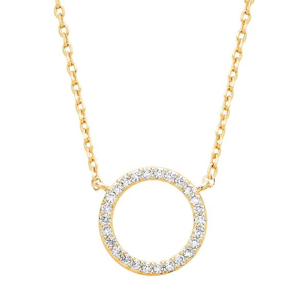 Estella Bartlett Large Pave Set Circle Cz Necklace Gold Plated