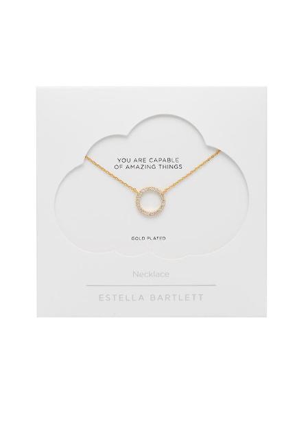 Estella Bartlett Large Pave Set Circle Cz Necklace Gold Plated