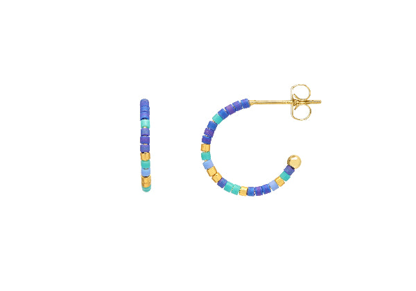 Estella Bartlett Night Sky Beaded Hoop Earrings Yellow Gold