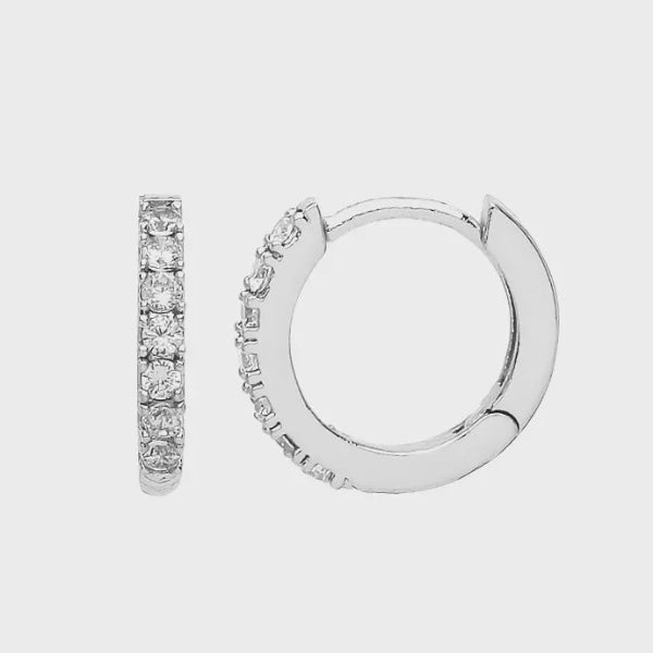 Estella Bartlett Pave Set Hoop Earrings With White Cz Silver Plated