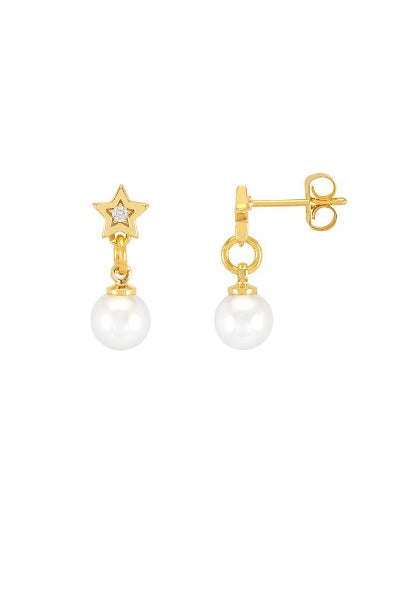 Estella Bartlett Star And Pearl Stud Earrings Gold Plated