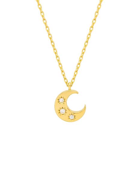 Estella Bartlett Three Stone Moon Necklace Gold Plated