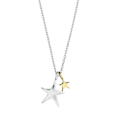Estella Bartlett Two Tone Double Star Necklace Silver Plated