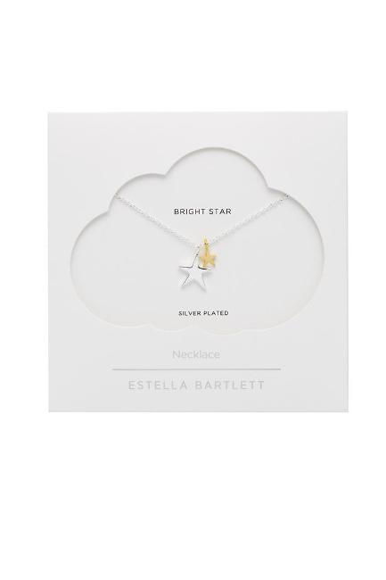Estella Bartlett Two Tone Double Star Necklace Silver Plated