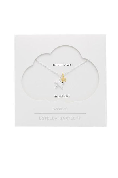 Estella Bartlett Two Tone Double Star Necklace Silver Plated