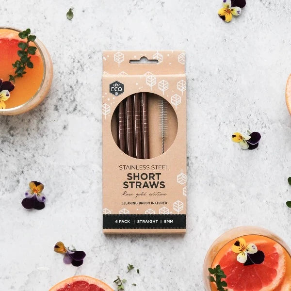 Ever Eco Rose Gold Short Straws 4 pack