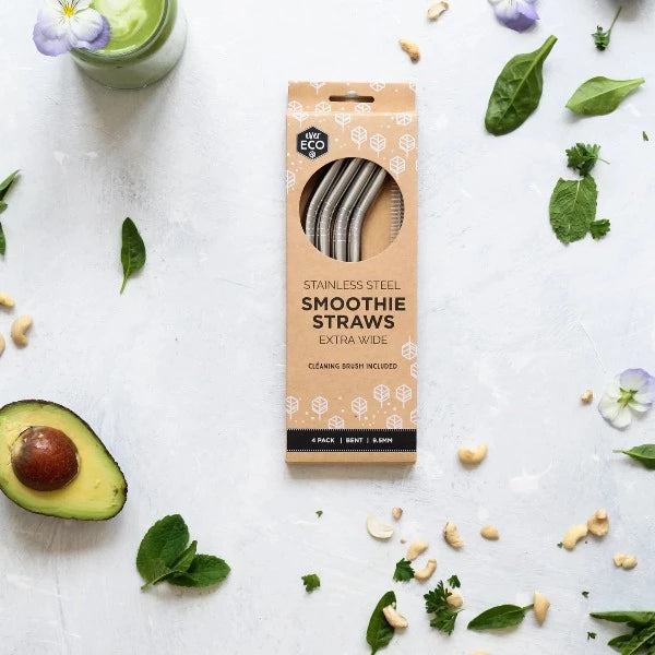Ever Eco Stainless Steel Smoothie Straws 4 Pack (Bent)