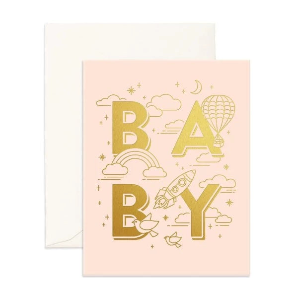 Fox &amp; Fallow Baby Universe Cream Greeting Card