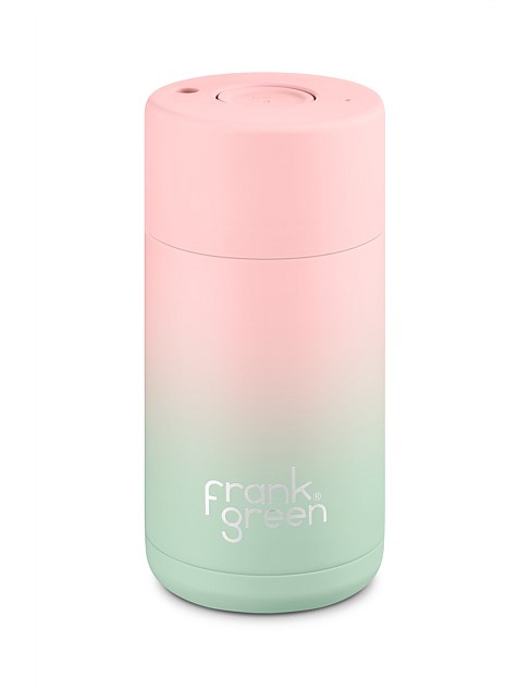 Frank Green 12oz Ceramic Reusable Cup Gradient Blushed Mint Gelato with Push Button Lid