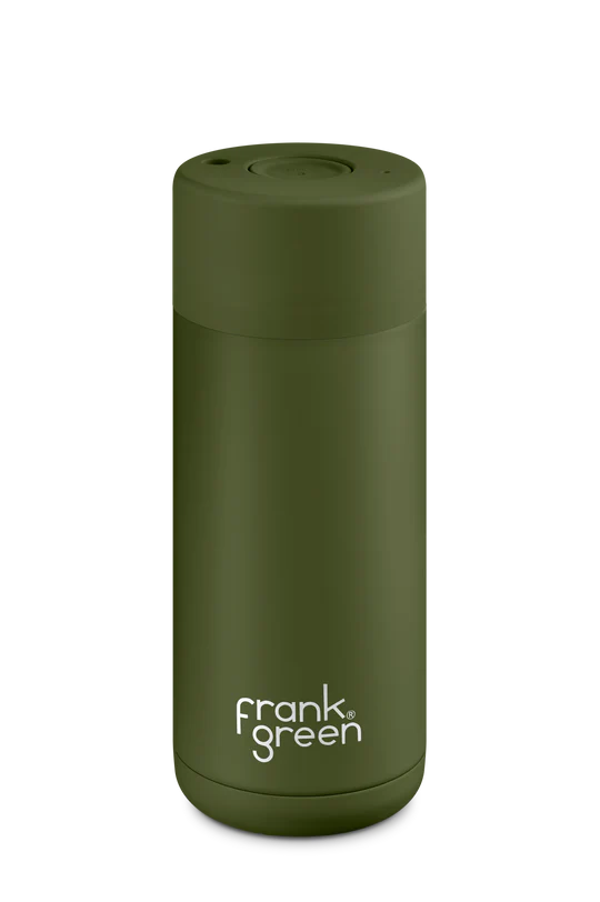 Frank Green 16oz Stainless Steel Ceramic Reusable Cup Push Lid Khaki