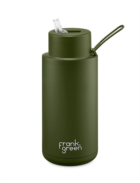 Frank Green 34oz Stainless Steel Ceramic Bottle with Straw Lid Khaki