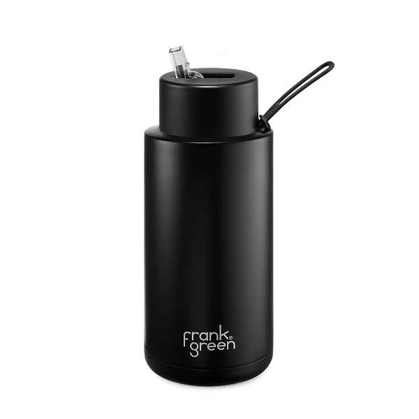 Frank Green 34oz Stainless Steel Ceramic Bottle with Straw Lid Midnight