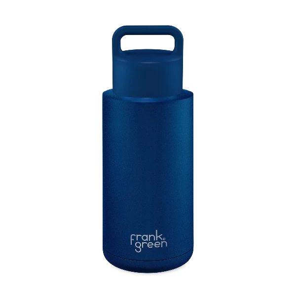 Frank Green 34oz Stainless Steel Ceramic Reusable Bottle (Grip Finish) Deep Ocean