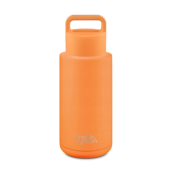 Frank Green 34oz Stainless Steel Ceramic Reusable Bottle (Grip Finish) Neon Orange