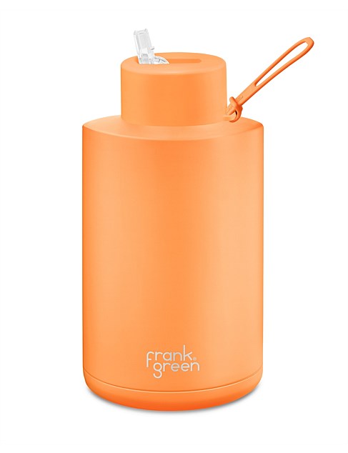 Frank Green 68oz Stainless Steel Ceramic Bottle with Straw Lid Neon Orange