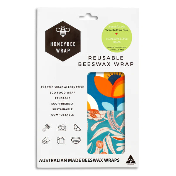 Honey Bee Wrap Twin Pack Medium (30cmx26.5cm)