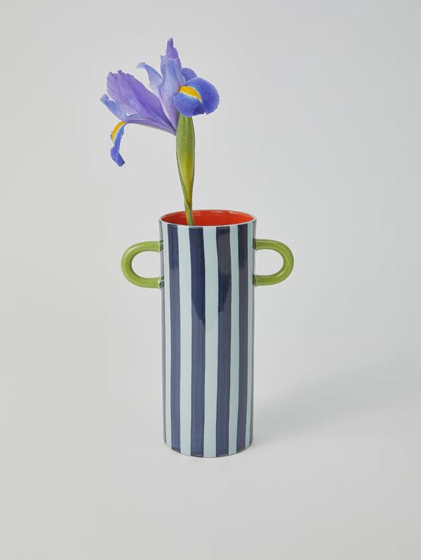 Jones & Co Griffe Blue Stripe Tall Vase