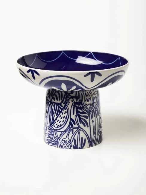 Jones & Co Del Sol Footed Platter Blue