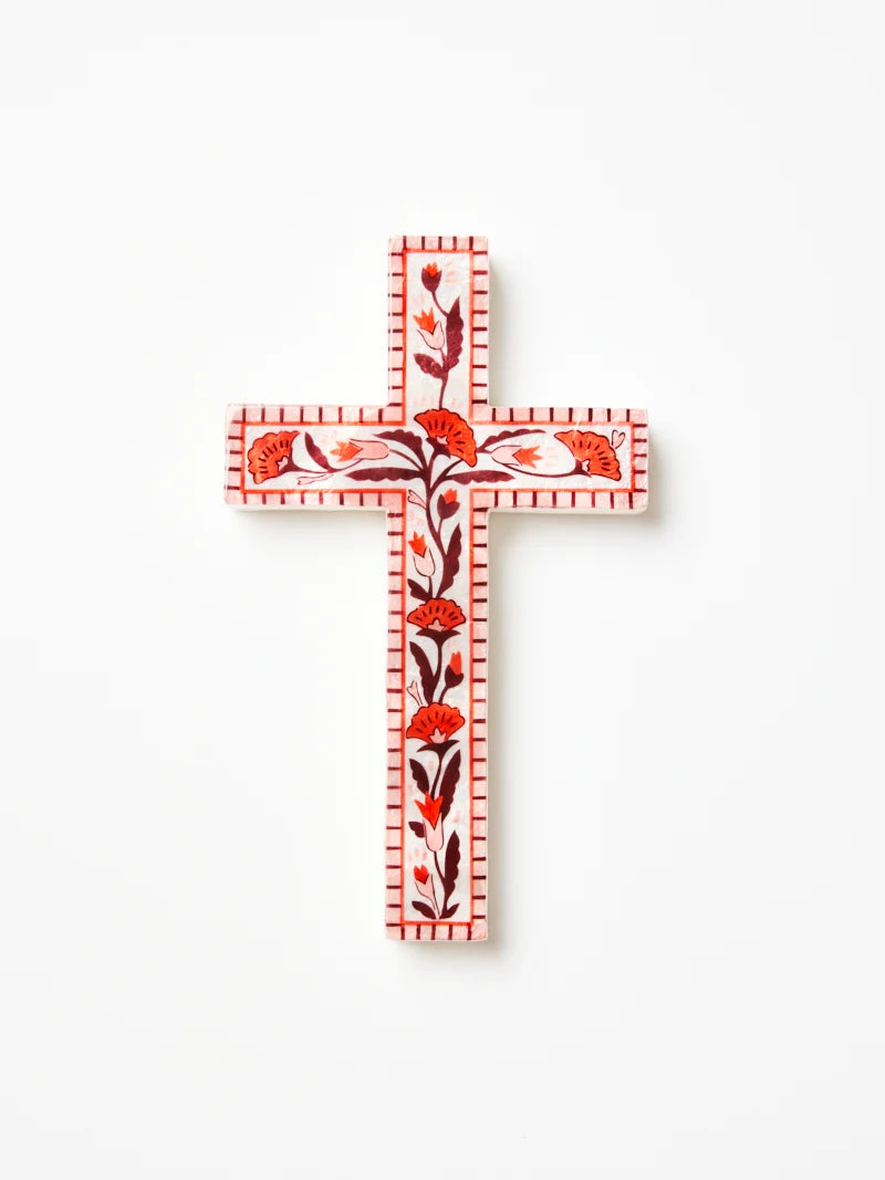 Jones &amp; Co Samira Large Cross Pink Flower