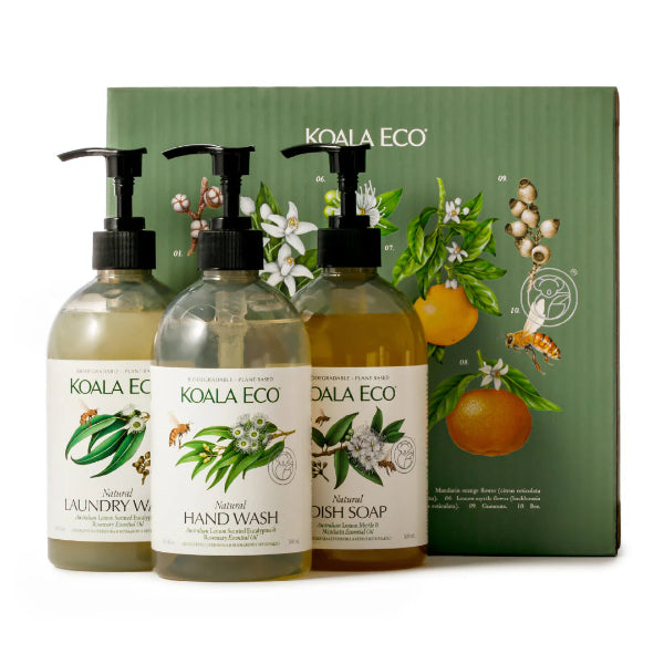 Koala Eco Natural Gift Collection with Hand Sanitiser, Hand Wash, Fruit & Veg Wash 3pk