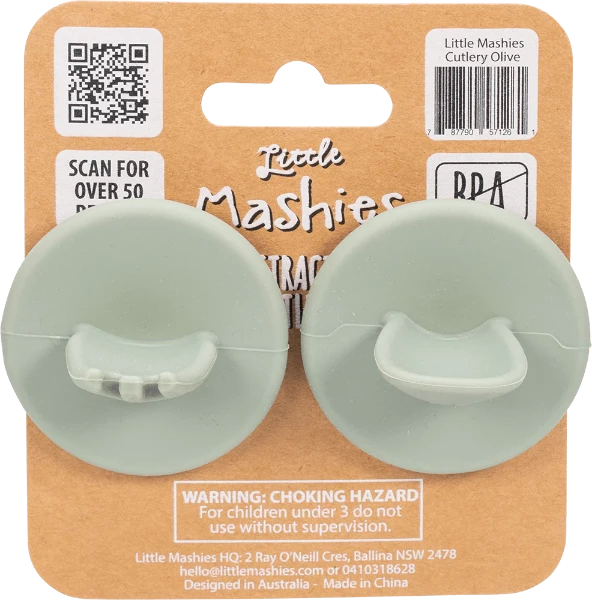 Little Mashies Silicone Distractor Cutlery Olive
