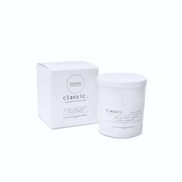 Loobylou 01. Classic Candle White Musk, Myrrh & Wild Jasmine
