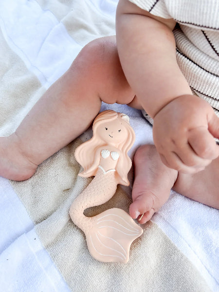 Maeve the Mermaid Natural Rubber Teether Peach