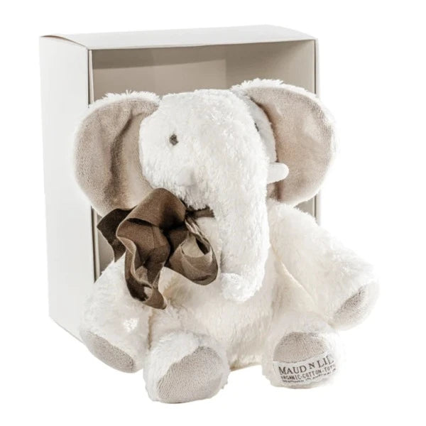 Maud n Lil Boxed Fluffy Elephant White