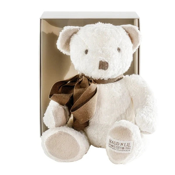 Maud n Lil Boxed Mini Fluffy Teddy Bear White/Grey