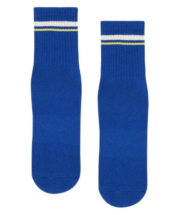 Move Active Classic Crew - Indigo Sporty Stripe Grip Socks M