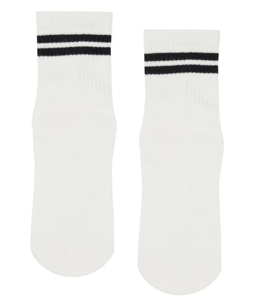 Move Active Classic Crew - Sporty Black Stripe Ivory Grip Socks L