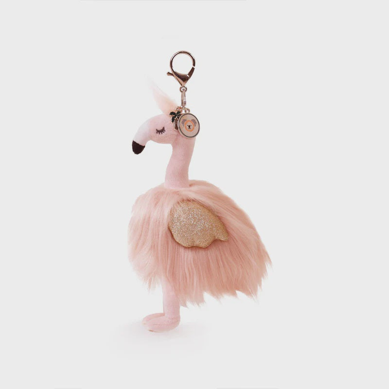 O.B Designs Gloria Flamingo Bag Charm (Vegan Angora)