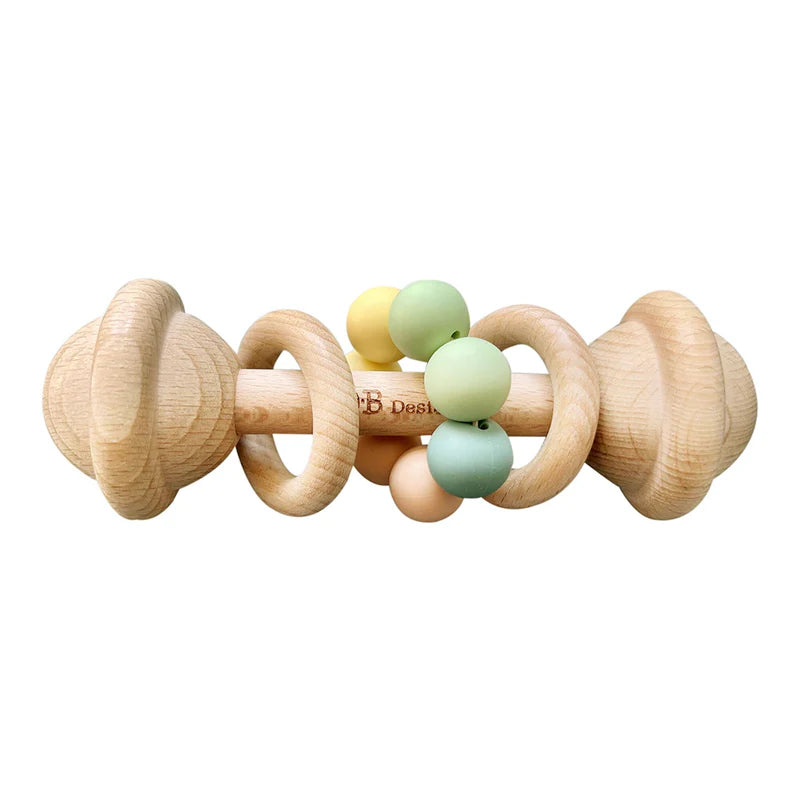 O.B Designs Eco-Friendly Organic Beechwood & Silicone Rattle